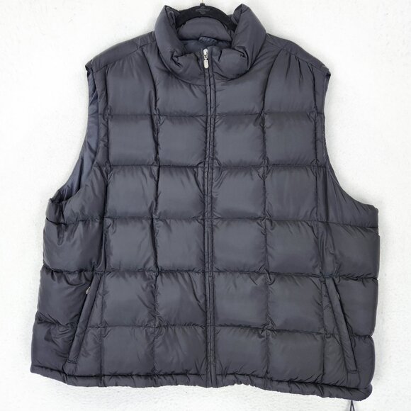 Eddie Bauer Vest Mens XXXL Tall Black Goose Down Puffer Full Zip Insulated - Picture 1 of 12
